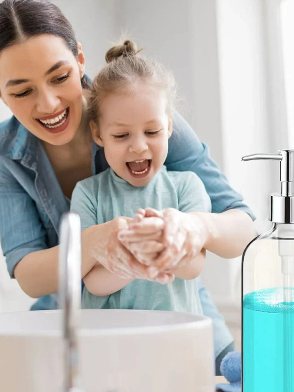 Clear Soap Dispenser with Rust Proof Pump, Waterproof Labels (2 Pack,16 Oz), Pla